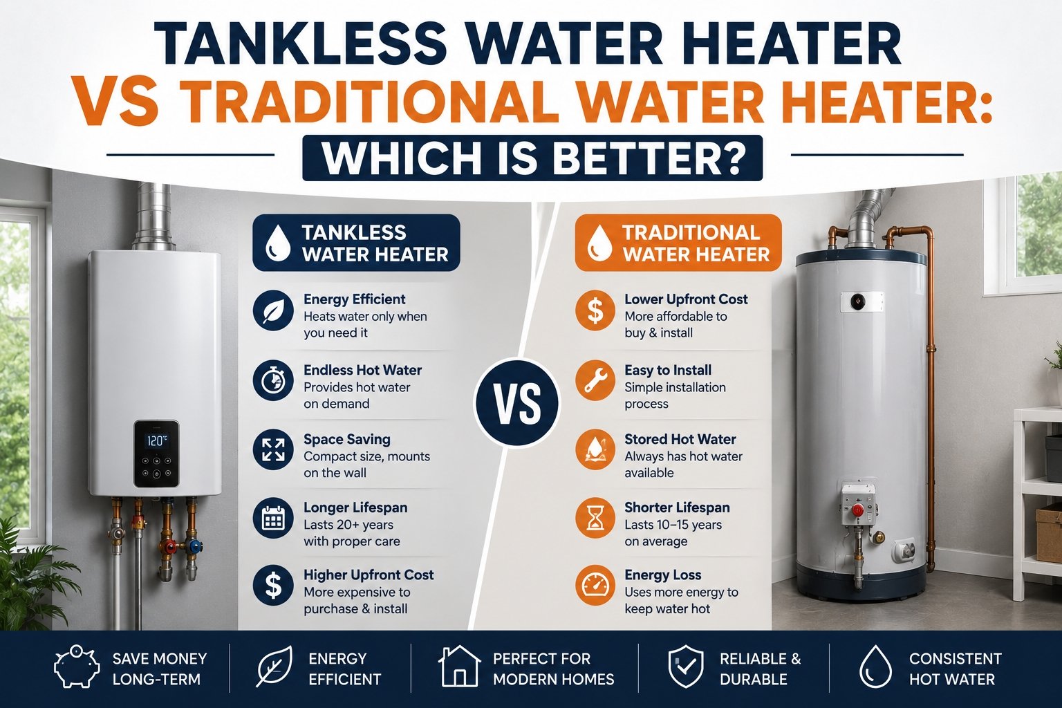 Tankless water heater vs traditional water heater: Which is better